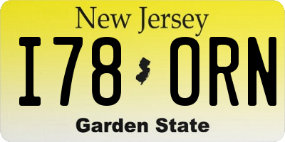NJ license plate I78ORN
