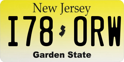 NJ license plate I78ORW