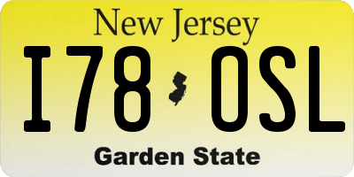 NJ license plate I78OSL