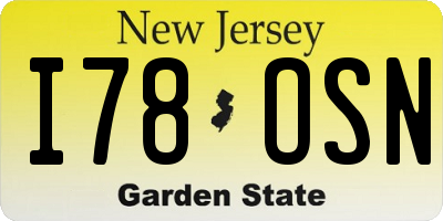 NJ license plate I78OSN