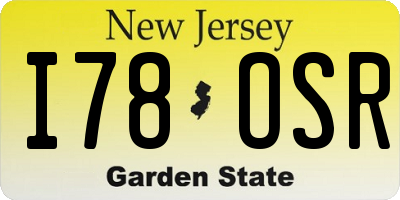 NJ license plate I78OSR