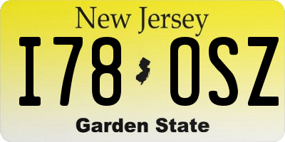 NJ license plate I78OSZ
