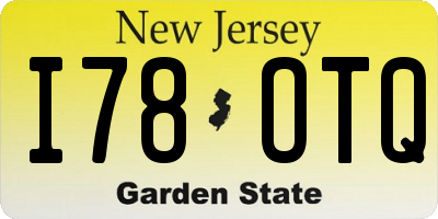 NJ license plate I78OTQ