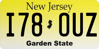 NJ license plate I78OUZ