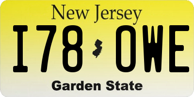 NJ license plate I78OWE