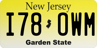 NJ license plate I78OWM