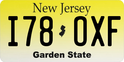 NJ license plate I78OXF