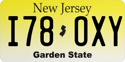 NJ license plate I78OXY