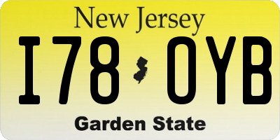 NJ license plate I78OYB