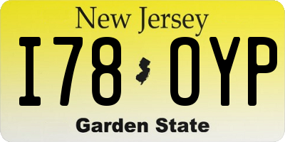 NJ license plate I78OYP