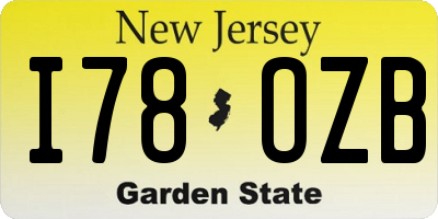 NJ license plate I78OZB