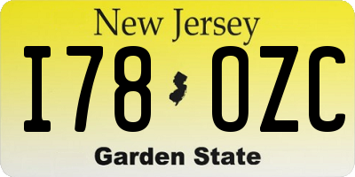 NJ license plate I78OZC