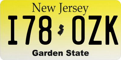 NJ license plate I78OZK