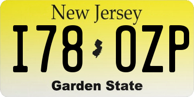 NJ license plate I78OZP