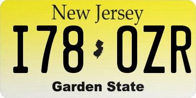 NJ license plate I78OZR