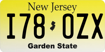 NJ license plate I78OZX
