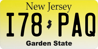 NJ license plate I78PAQ