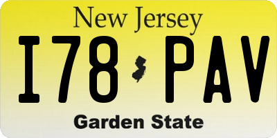 NJ license plate I78PAV