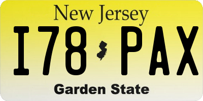 NJ license plate I78PAX