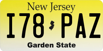 NJ license plate I78PAZ