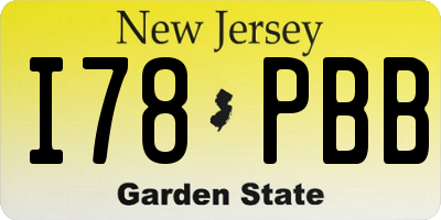 NJ license plate I78PBB