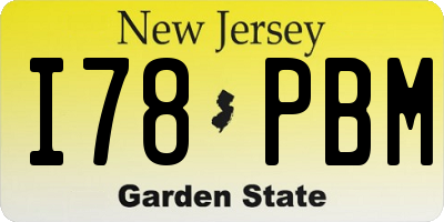 NJ license plate I78PBM
