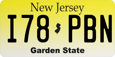NJ license plate I78PBN