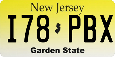 NJ license plate I78PBX
