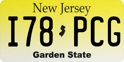 NJ license plate I78PCG
