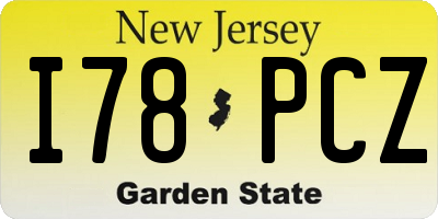 NJ license plate I78PCZ