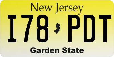 NJ license plate I78PDT