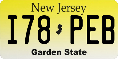 NJ license plate I78PEB