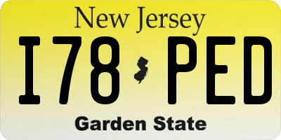 NJ license plate I78PED