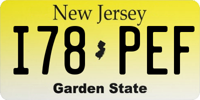 NJ license plate I78PEF