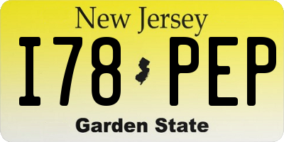 NJ license plate I78PEP