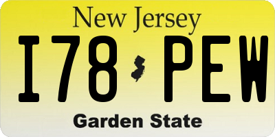 NJ license plate I78PEW
