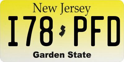 NJ license plate I78PFD