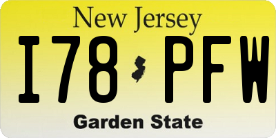 NJ license plate I78PFW