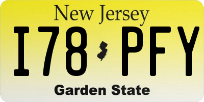 NJ license plate I78PFY