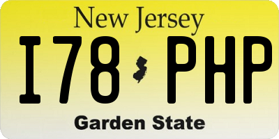 NJ license plate I78PHP