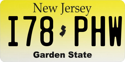NJ license plate I78PHW