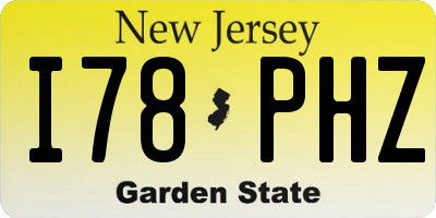 NJ license plate I78PHZ