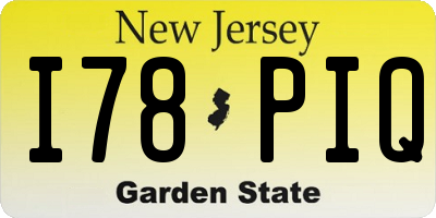 NJ license plate I78PIQ