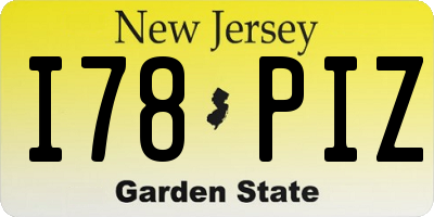 NJ license plate I78PIZ