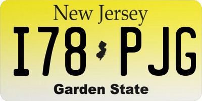 NJ license plate I78PJG