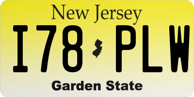NJ license plate I78PLW