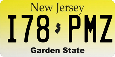 NJ license plate I78PMZ