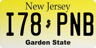 NJ license plate I78PNB