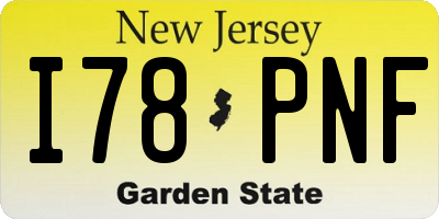 NJ license plate I78PNF