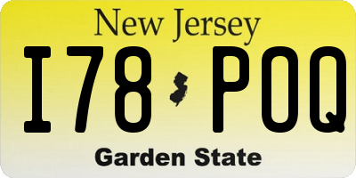 NJ license plate I78POQ